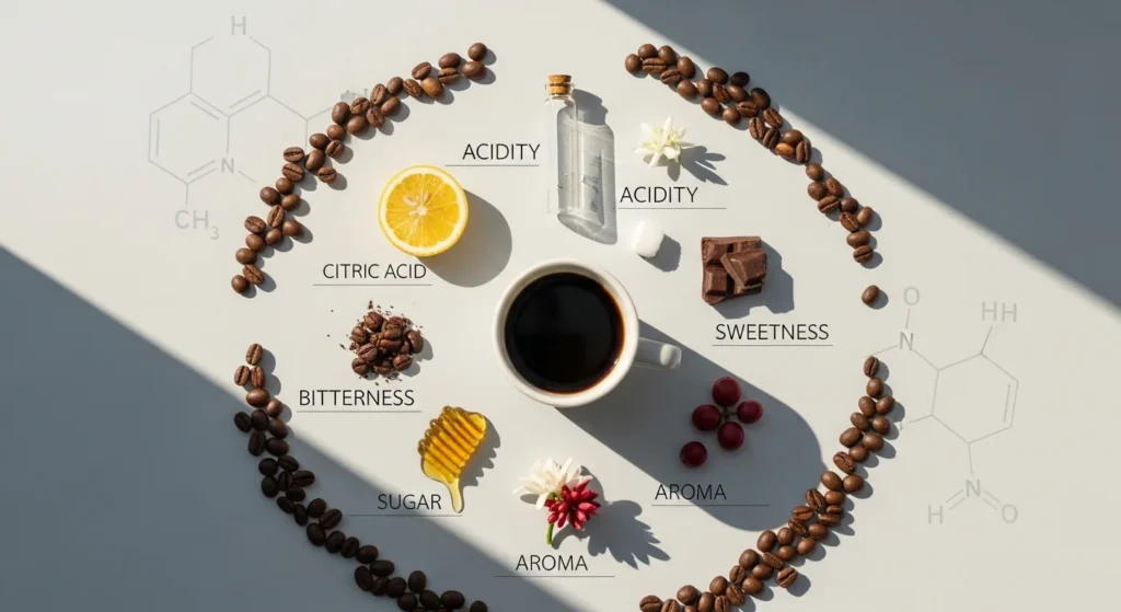 コーヒーの味は何で決まる？酸味・苦味・甘味・コク・香りの成分科学
