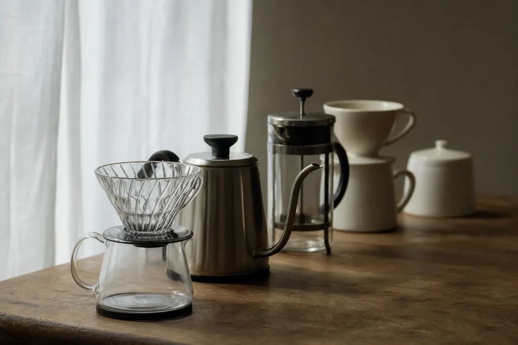 コーヒー器具の一枚地図｜何が湯を動かしているかで全部つながる